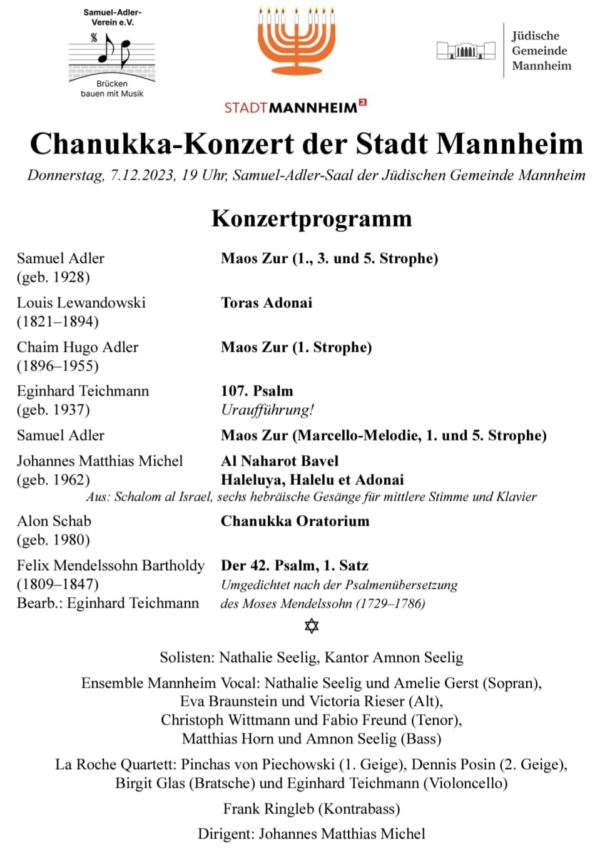 Chanukka Konzertprogramm 2023 Chanukka Konzertprogramm 2023
